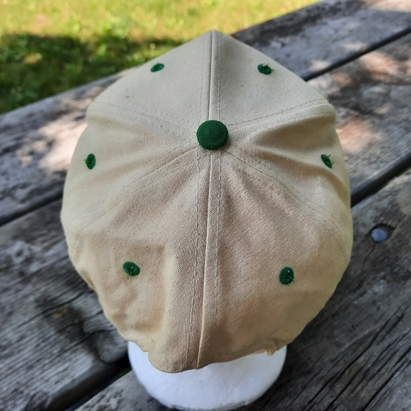 Vintage John Deere Tractor Cream Green Cotton Logo Farmer Snapback Hat OS - Picture 6 of 12
